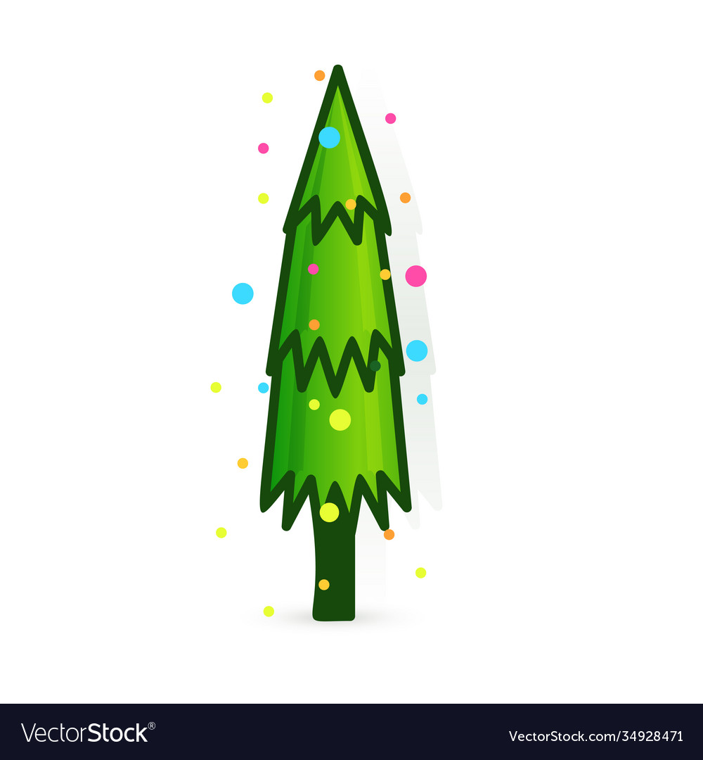 Christmas tree icon decorated in flat vector image Christmas tree icon decorated in flat