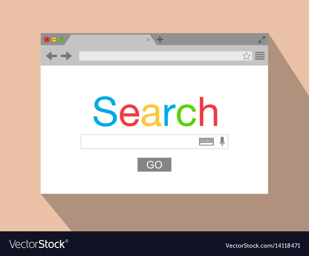 Flat style browser window on beige background