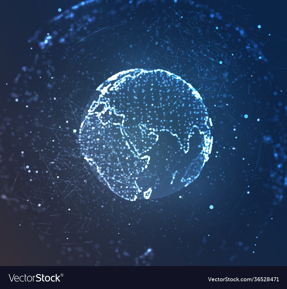 Globe planet earth from dots concept bigdata Vector Image Globe planet earth from dots concept bigdata