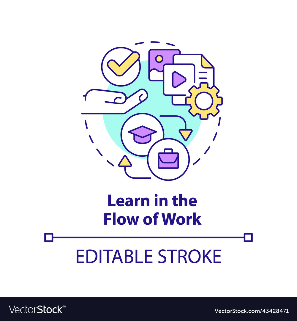 Learn in flow of work concept icon Royalty Free Vector Image