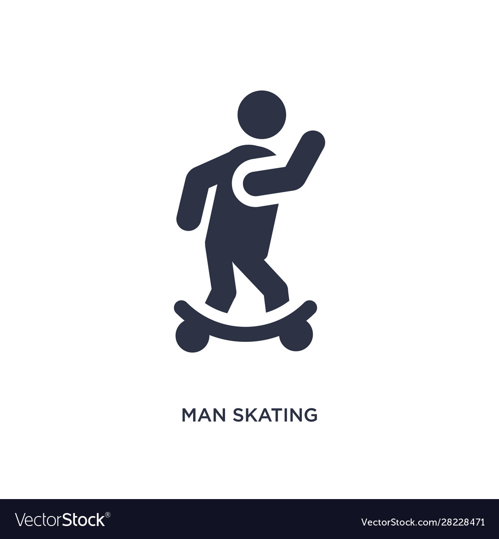 Man skating icon on white background simple