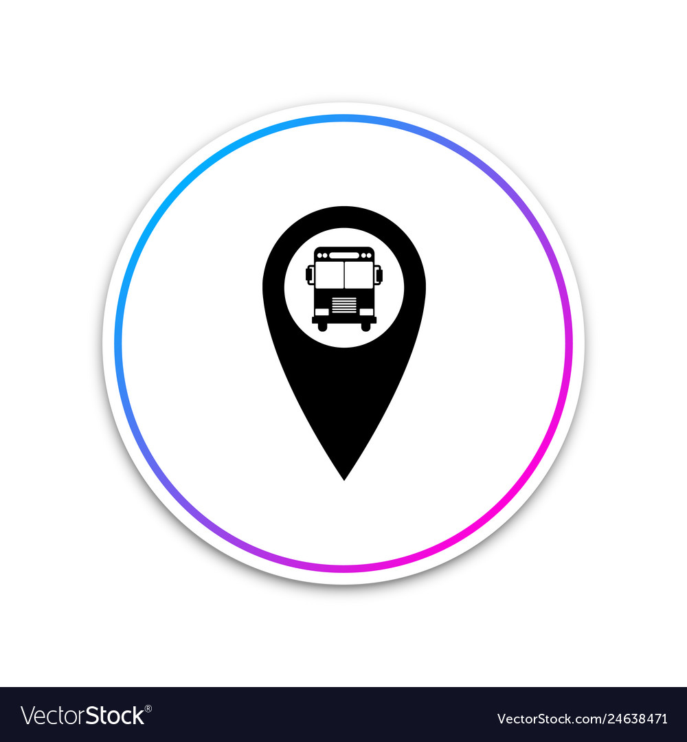 Map pointer with bus icon isolated on white vector image Map pointer with bus icon isolated on white