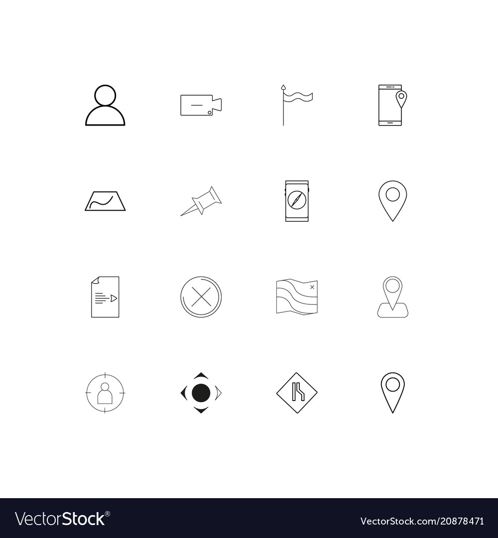 Maps and navigation linear thin icons set