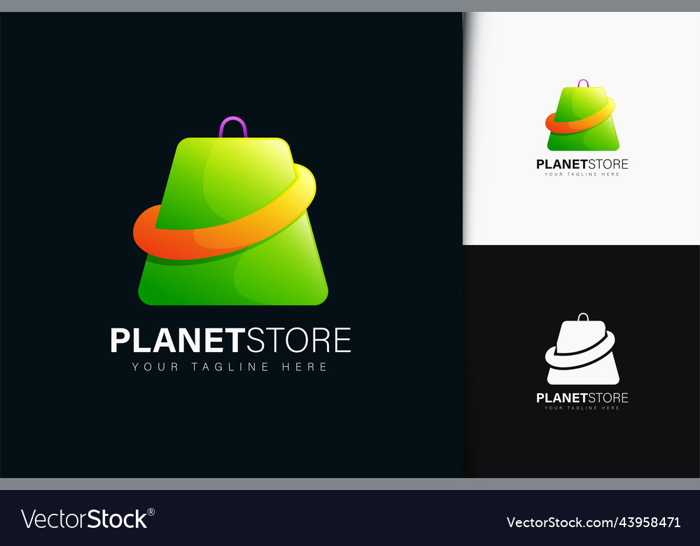 Planet store logo design with gradient