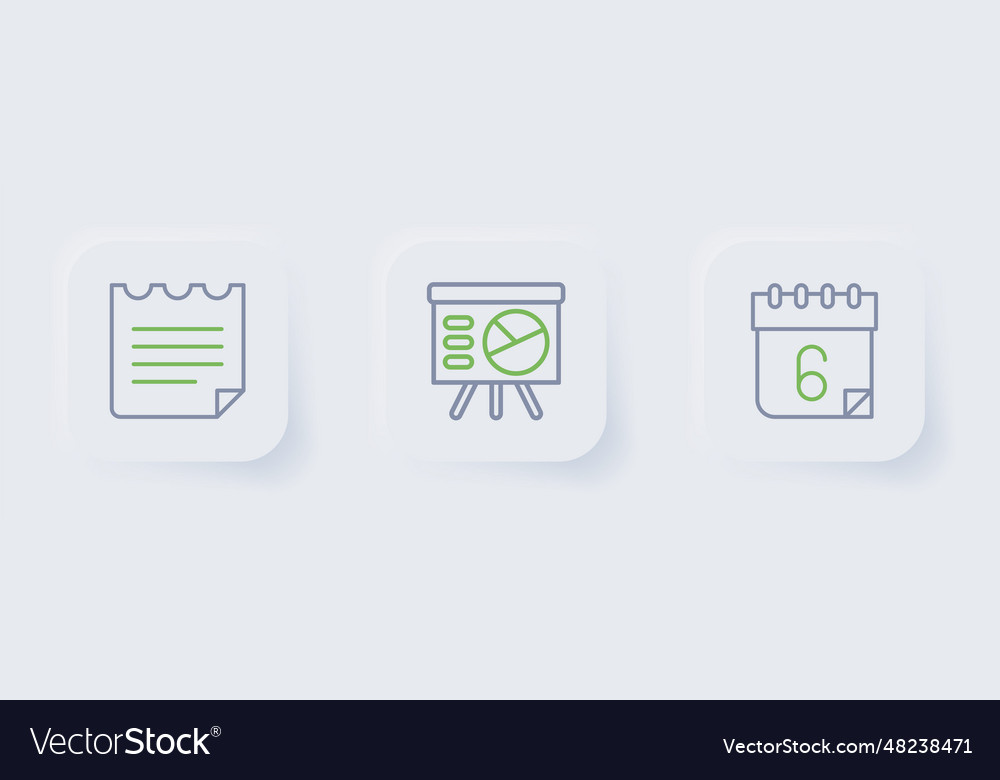 Zeilenkalender mit Diagramm und Notizbuch festlegen vector image Zeilenkalender mit Diagramm und Notizbuch festlegen