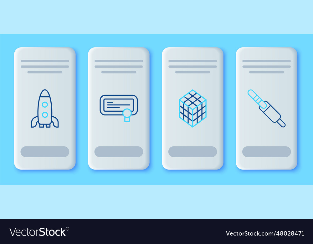 Set line certificate template rubik cube rocket Vector Image Set line certificate template rubik cube rocket