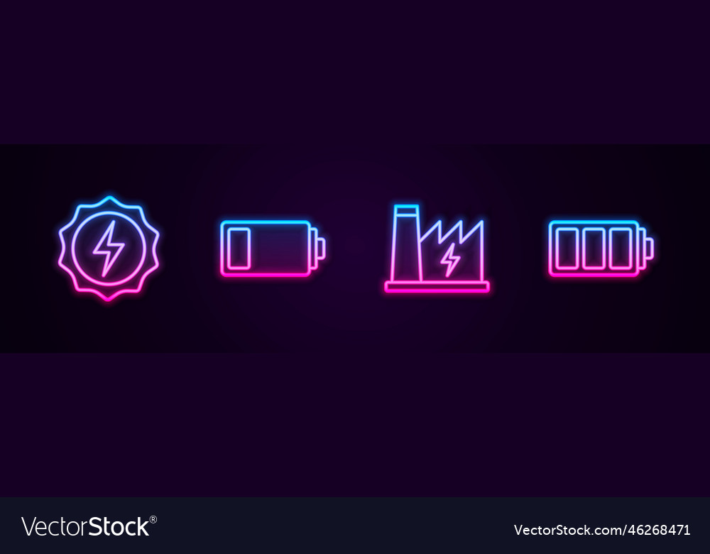 Set line lightning bolt battery nuclear power Vector Image