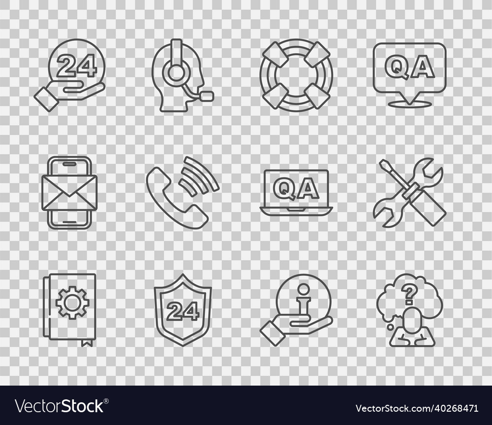 Set line user manual head with question mark vector image Set line user manual head with question mark