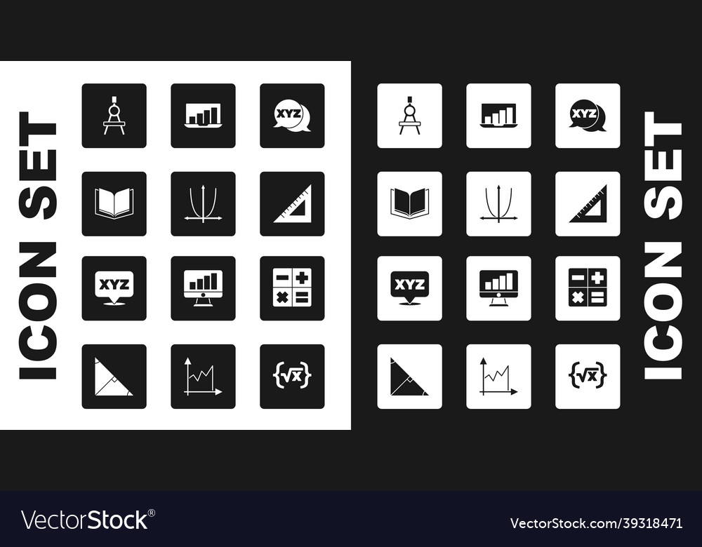 Set xyz coordinate system graph schedule chart vector image Set xyz coordinate system graph schedule chart