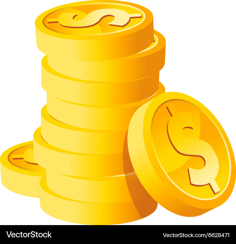 Stack dollar gold coins Royalty Free Vector Image