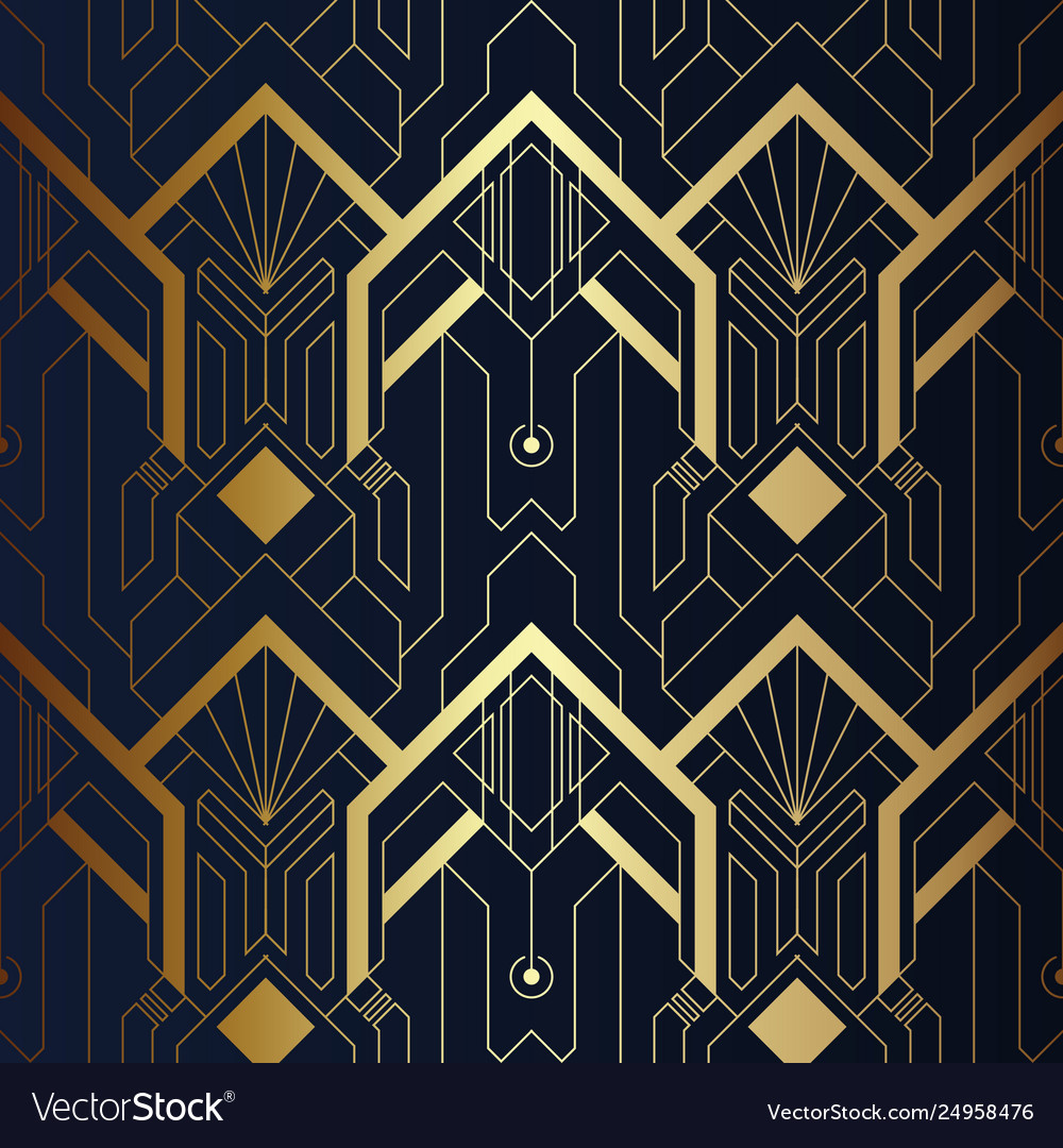 Abstract art seamless blue and golden pattern 21 Vector Image