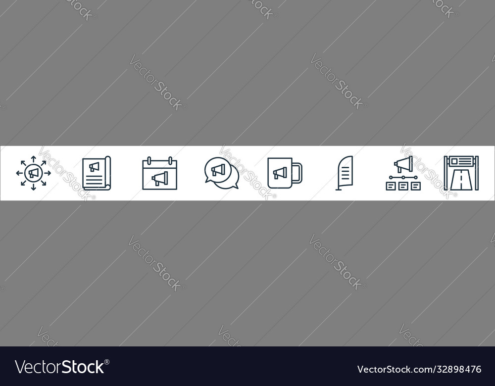 Advertisement line icons linear set quality