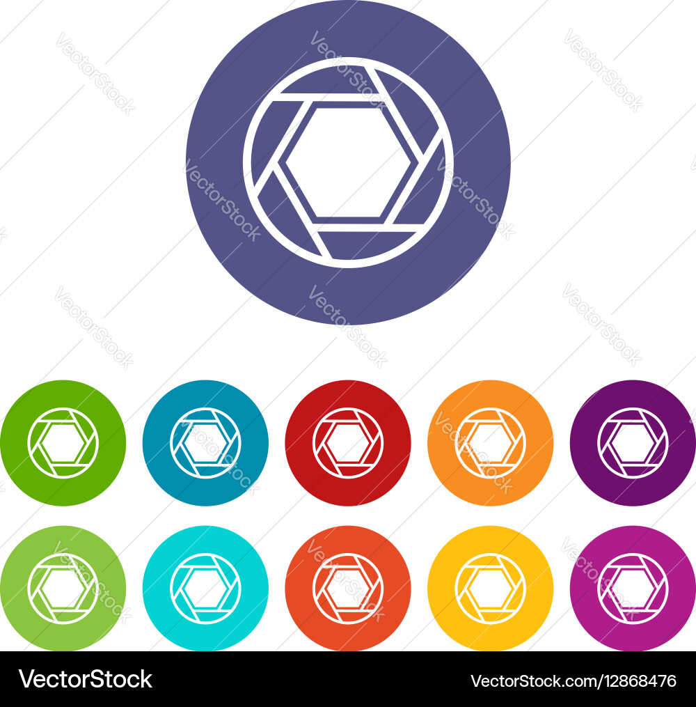 Close objective set icons Royalty Free Vector Image