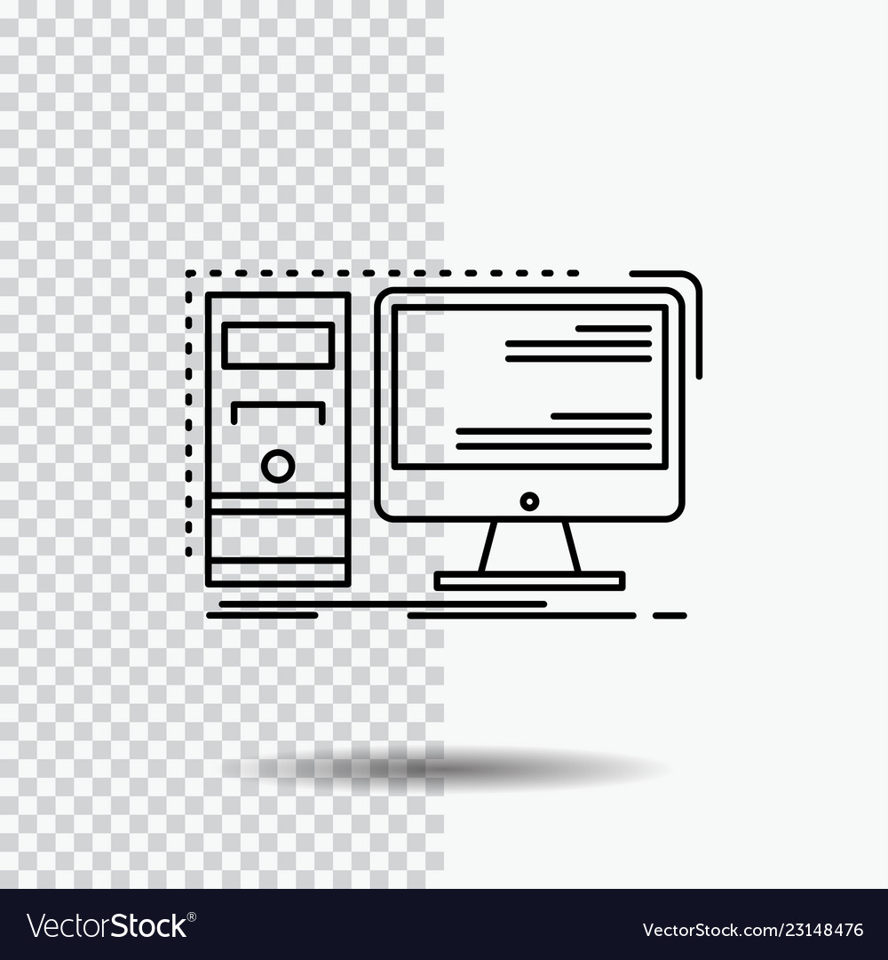 Computer desktop hardware workstation system line vector image Computer desktop hardware workstation system line