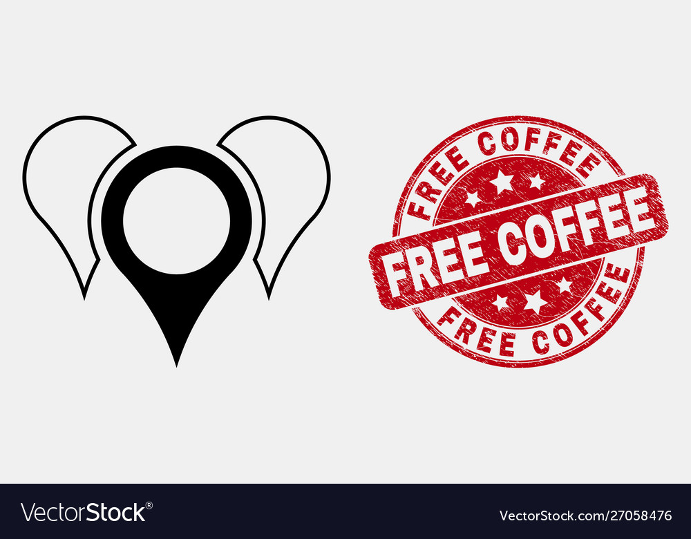 Contour map pointers icon and distress free vector image Contour map pointers icon and distress free