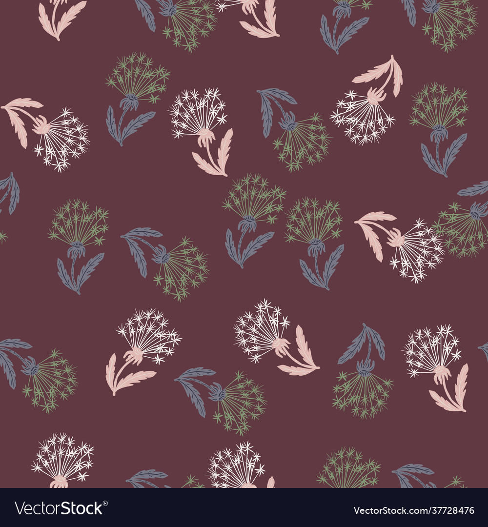 Creative seamless pattern with random dandelion