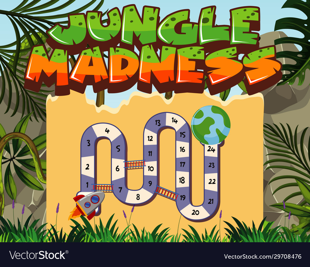 Game template with trees in jungle background Vector Image Game template with trees in jungle background