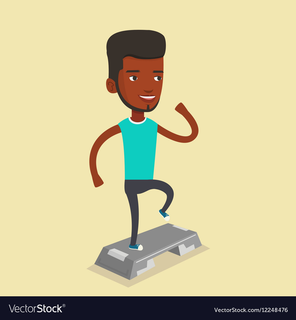 Man exercising on steeper
