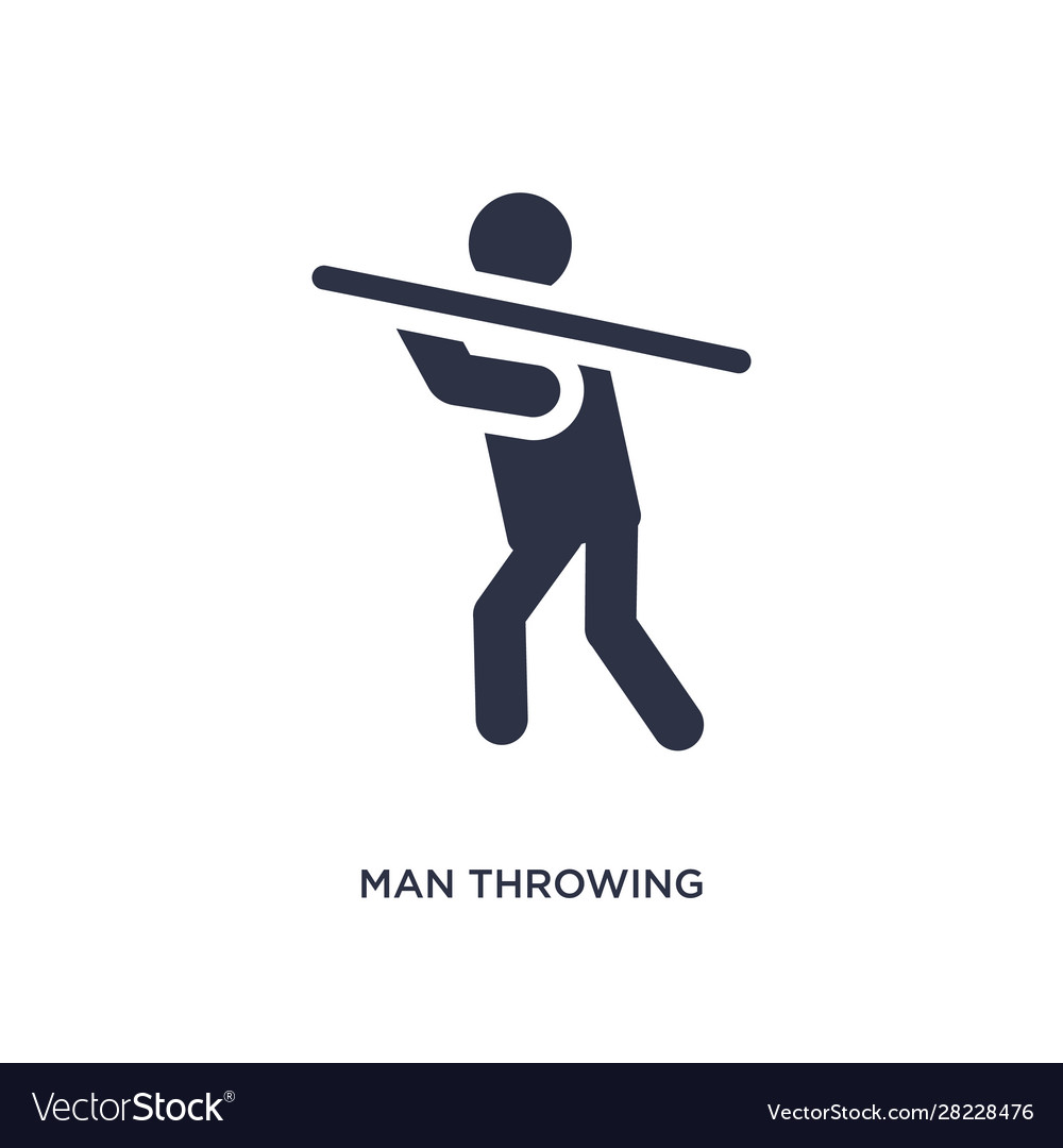 Man throwing javelin icon on white background vector image Man throwing javelin icon on white background