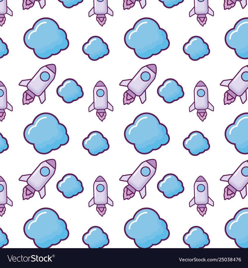 Rockets start up and clouds pattern
