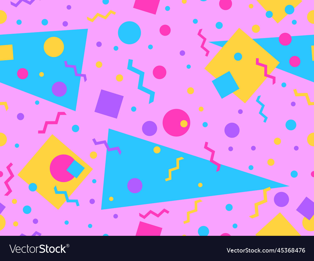 Seamless pattern with geometric shapes in 80s Vector Image Seamless pattern with geometric shapes in 80s