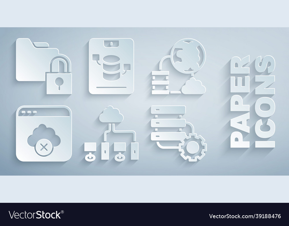 Set computer network cloud connection vector image Set computer network cloud connection