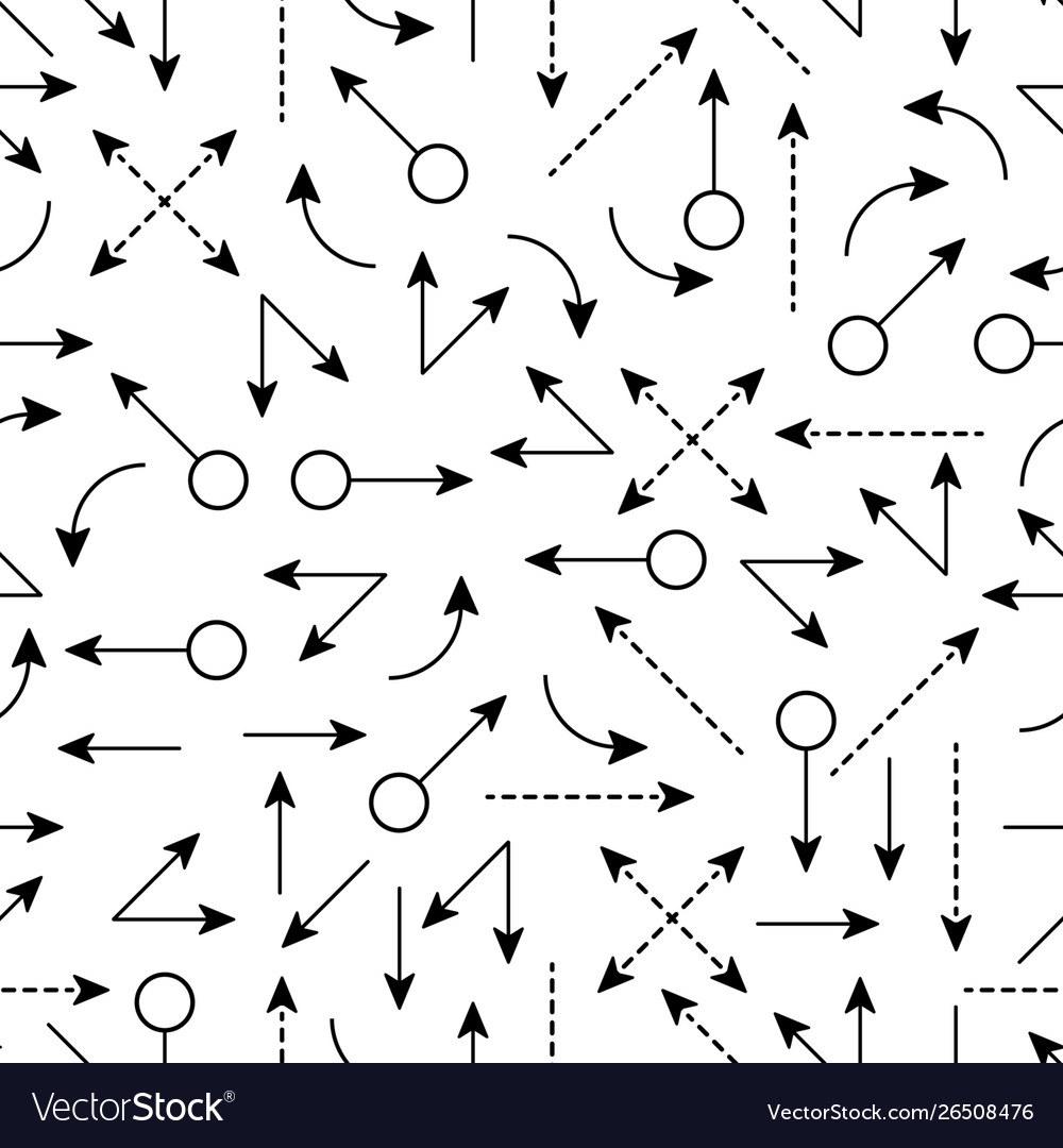 Set seamless pattern black arrows