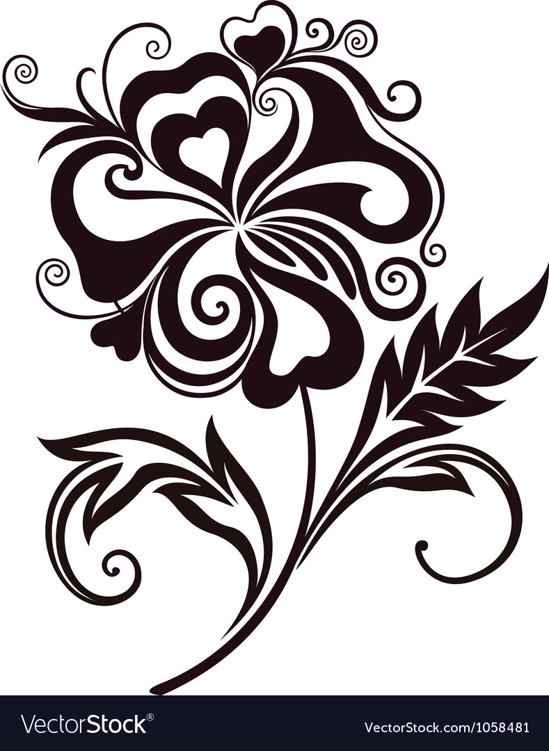 Abstract flower line-art Royalty Free Vector Image