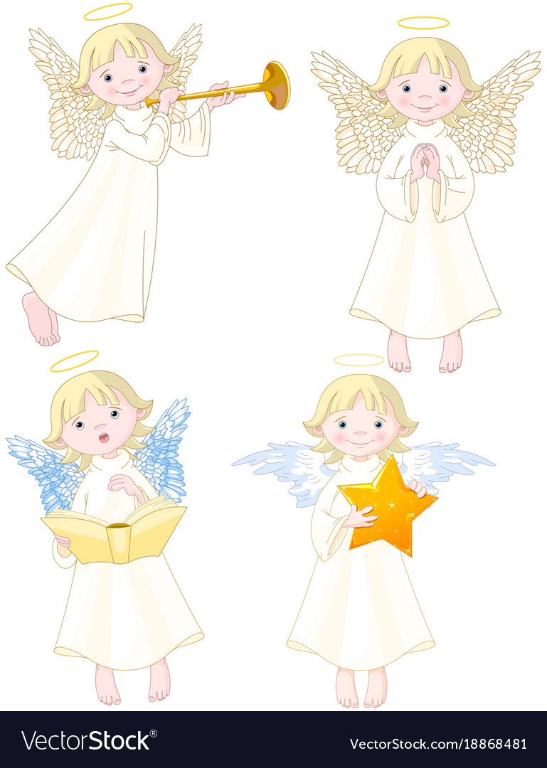 Angels set Royalty Free Vector Image - VectorStock