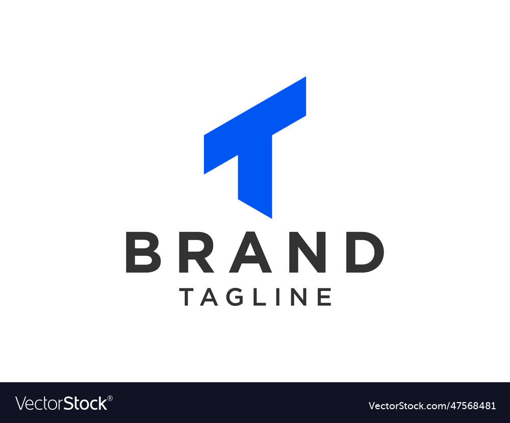 Blue shield military letter t logo flat vector image Blue shield military letter t logo flat