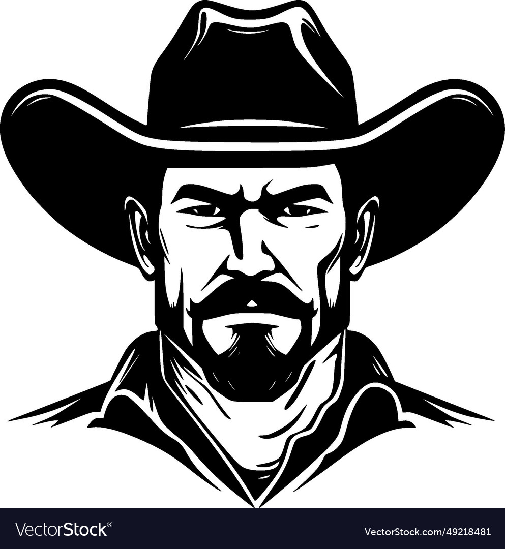 Cowboy - black and white Royalty Free Vector Image