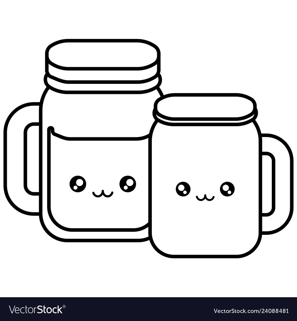 Cute beverage jars kawaii characters