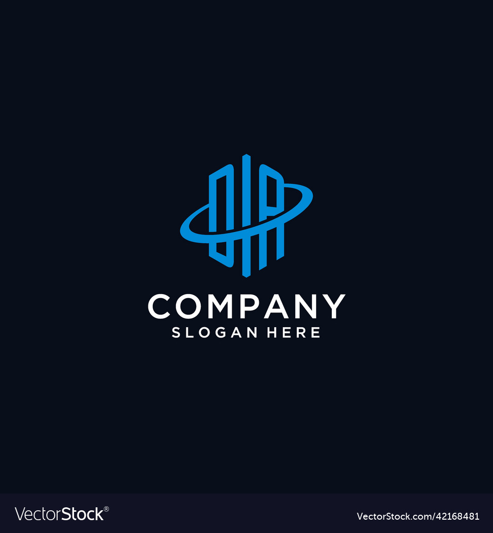 Da initial monogram logo with hexagonal shape vector image Da initial monogram logo with hexagonal shape