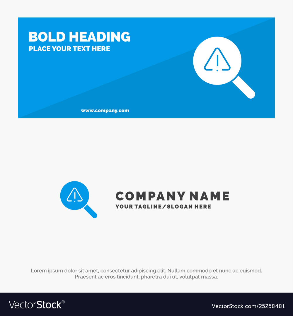 Find search view error solid icon website banner vector image Find search view error solid icon website banner