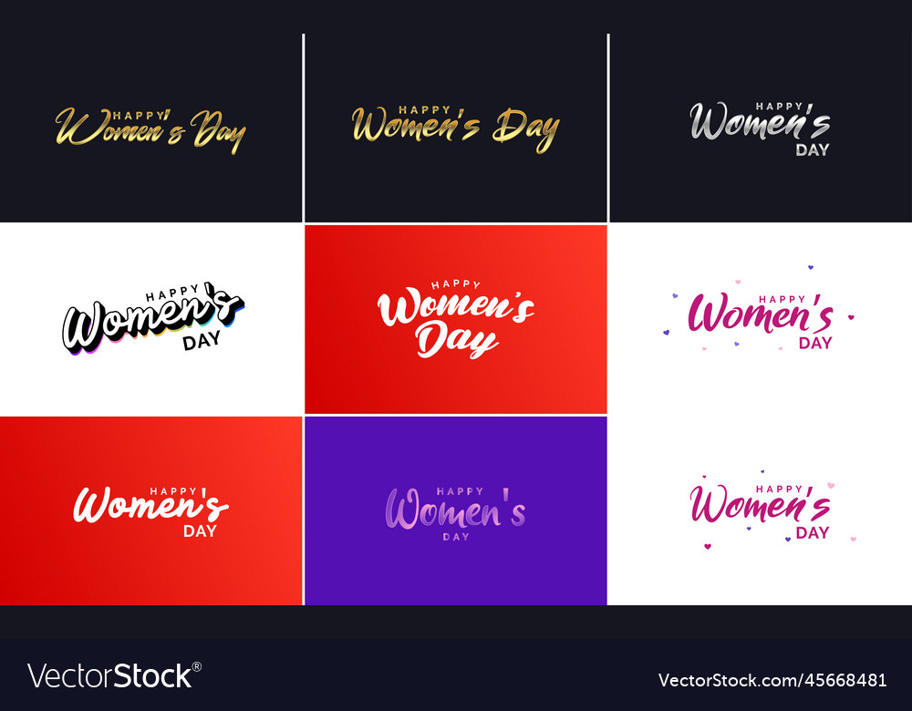 Happy Womans Day Handwritten Lettering Set March Vector Image 0225