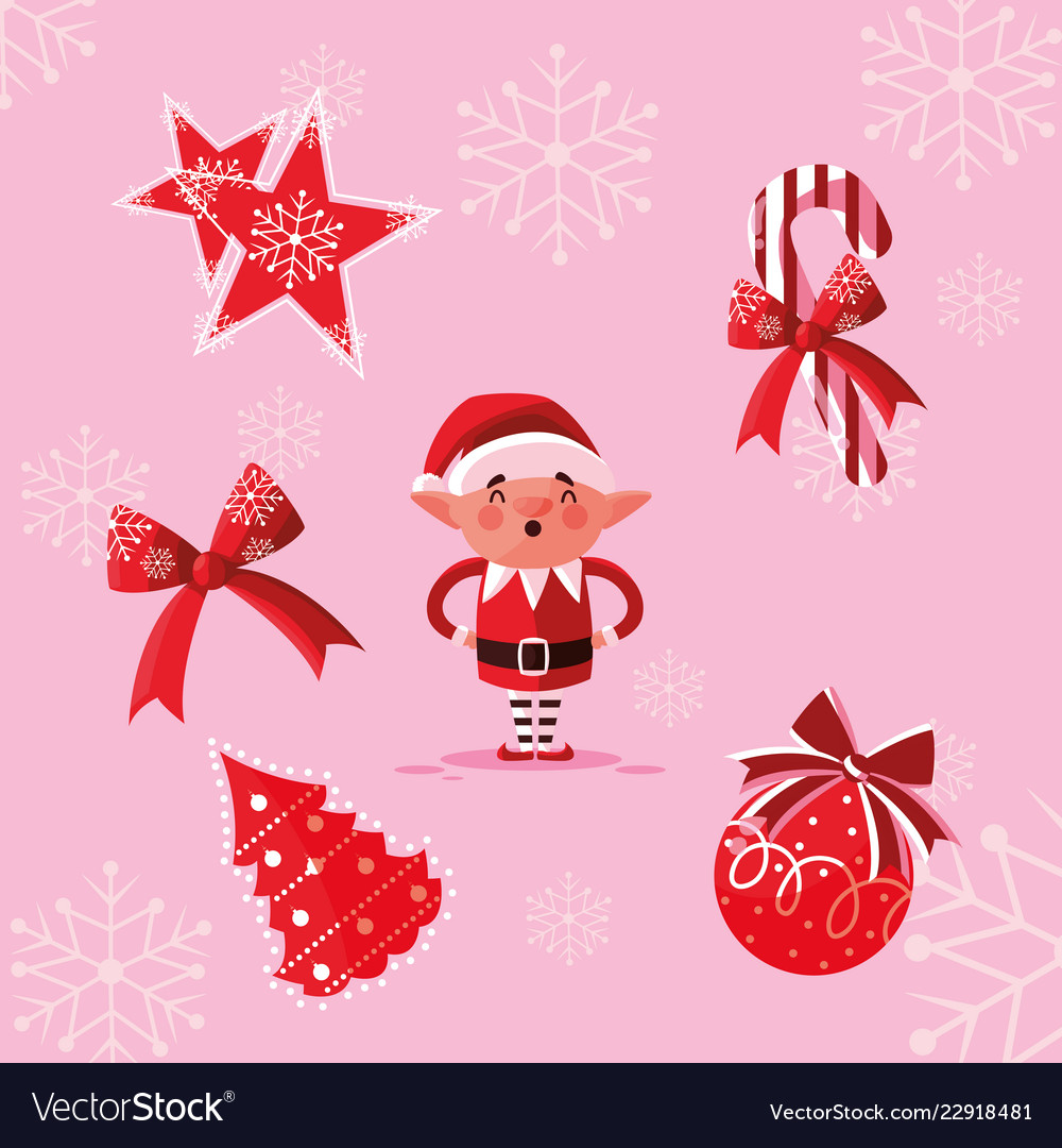 Helfer santa claus mit gesetzten Icons vector image Helfer santa claus mit gesetzten Icons