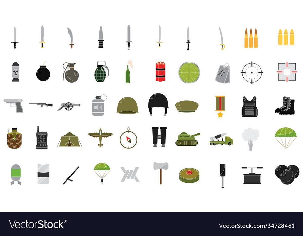 Isolated set objects war icons