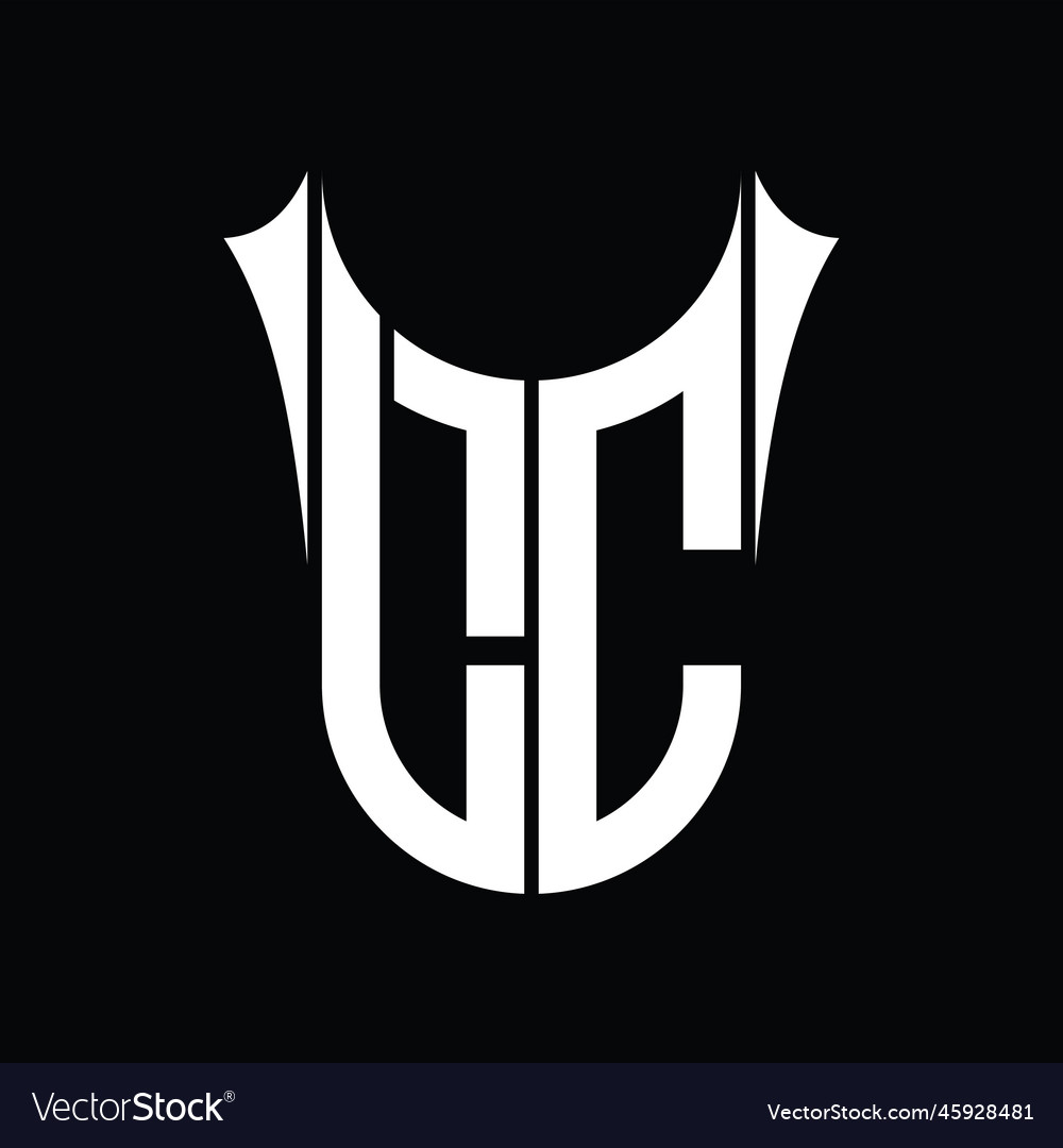 Lc logo monogram shield sharp half round shape