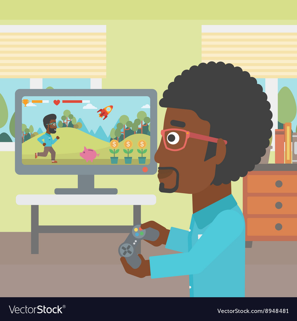 Man playing video game