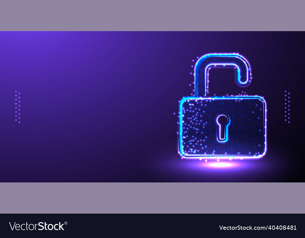 Padlock security open polygonal low poly vector image Padlock security open polygonal low poly