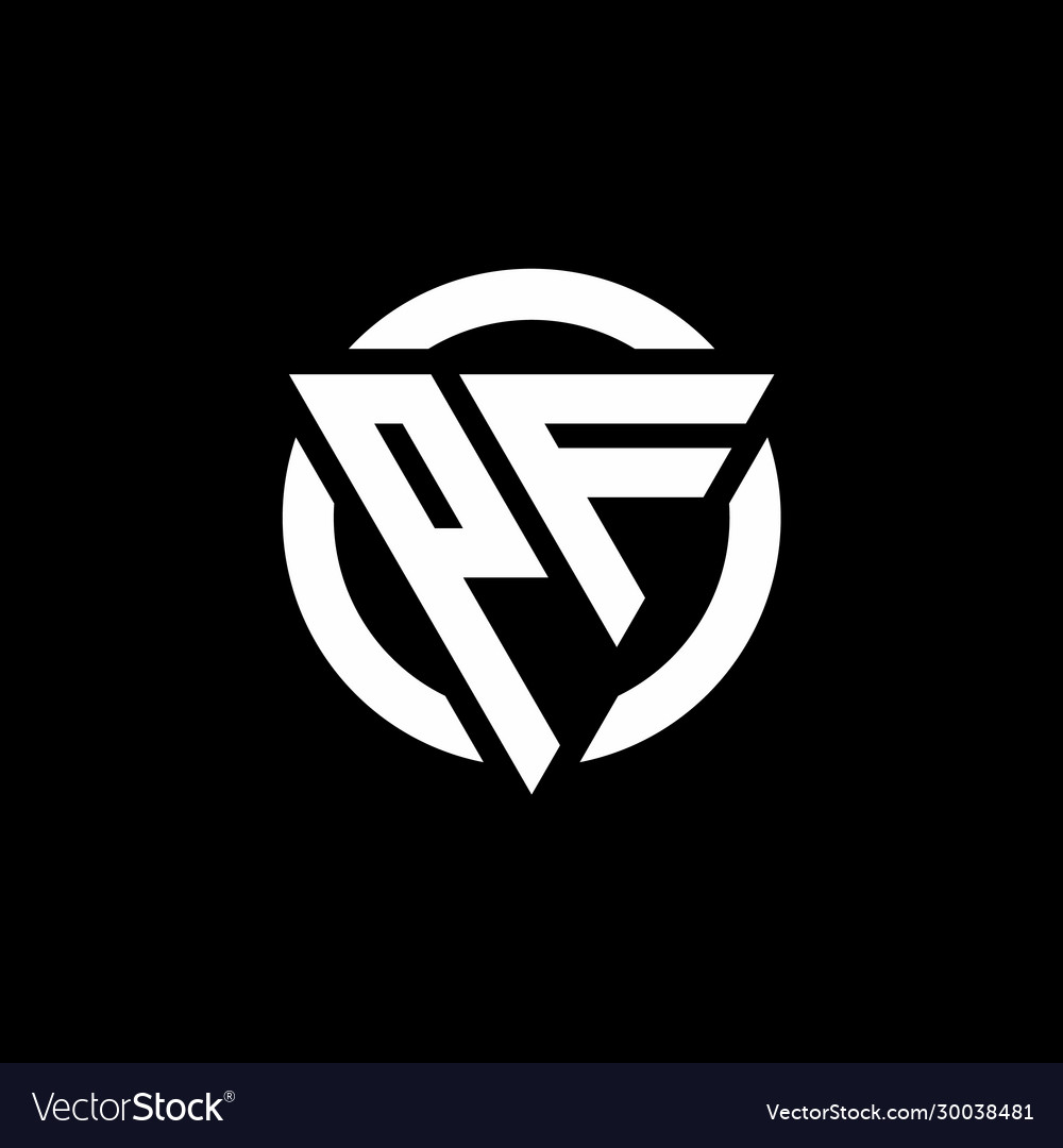 Pf logo with triangle shape and circle rounded