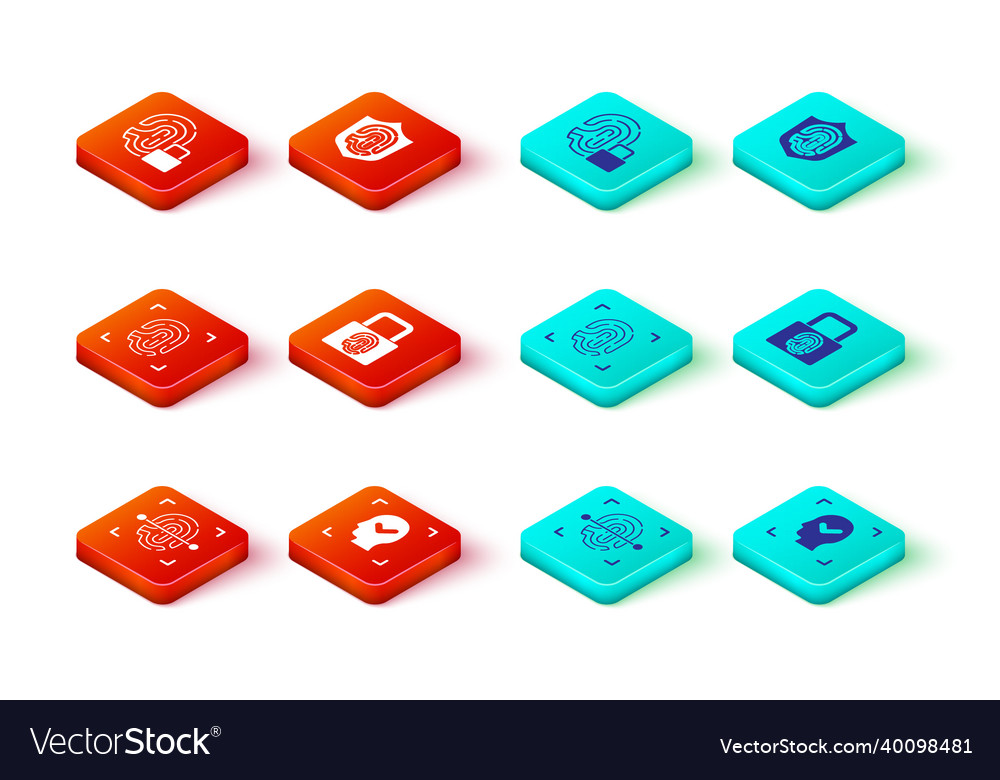Set fingerprint face recognition with lock vector image Set fingerprint face recognition with lock