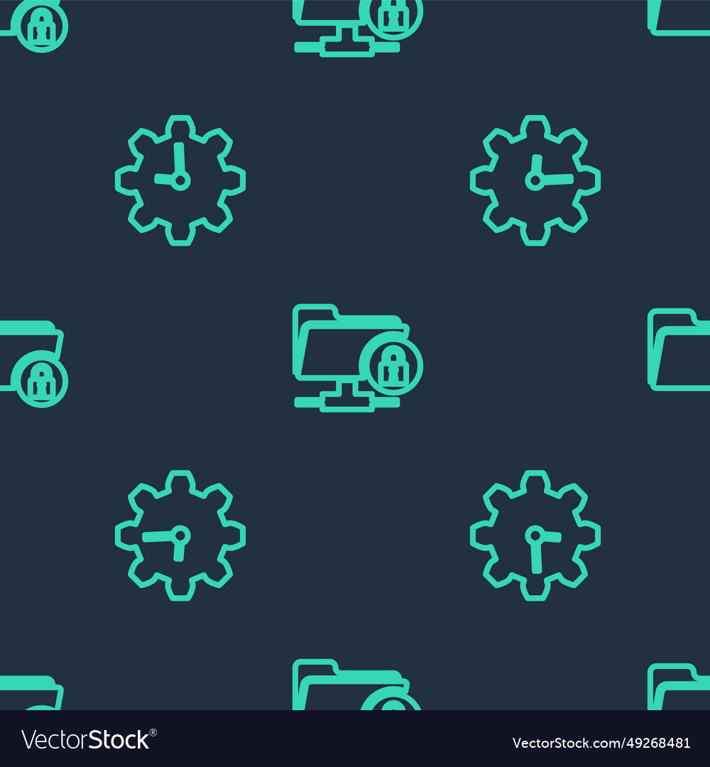 Set line ftp folder and lock time management Vector Image Set line ftp folder and lock time management