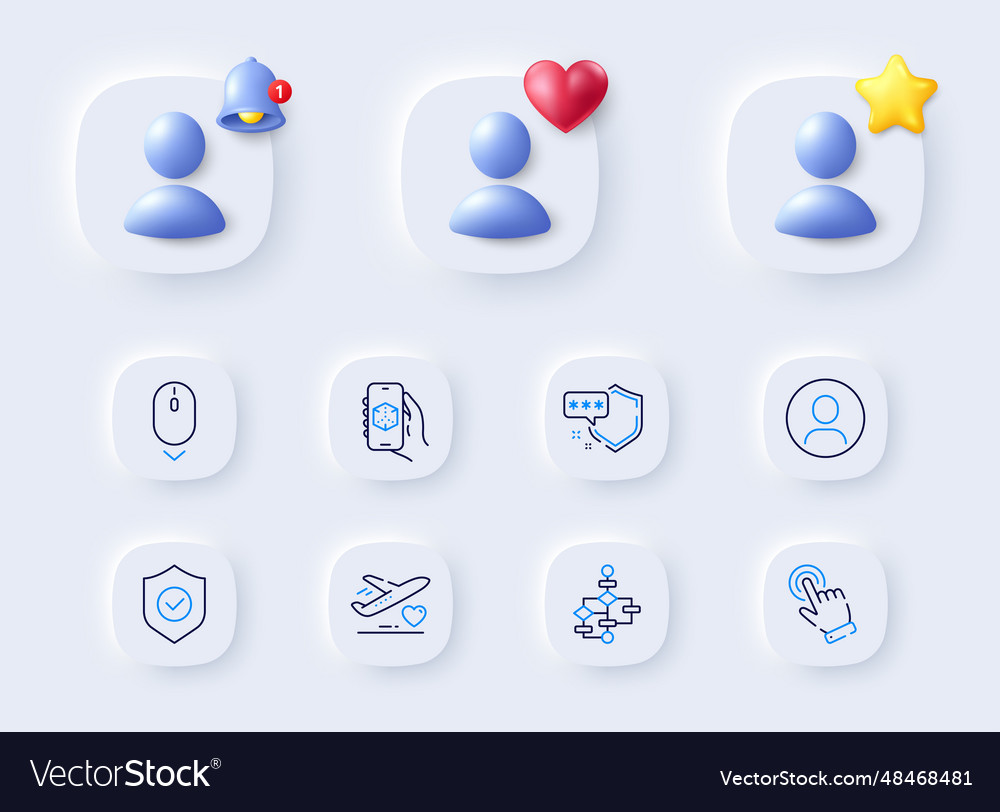 Shield scroll down and cursor line icons for web Vector Image Shield scroll down and cursor line icons for web