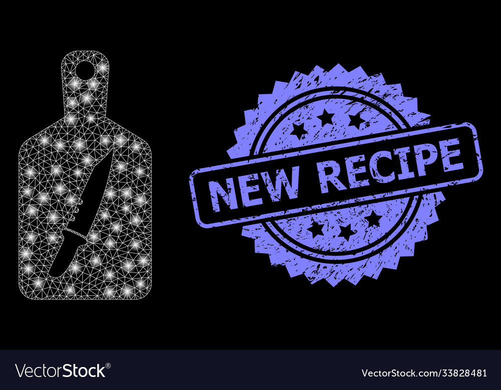 Textured new recipe stamp and bright web mesh