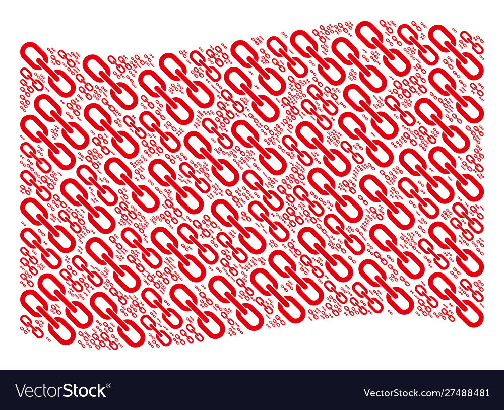 Waving red flag pattern chain icons vector image Waving red flag pattern chain icons