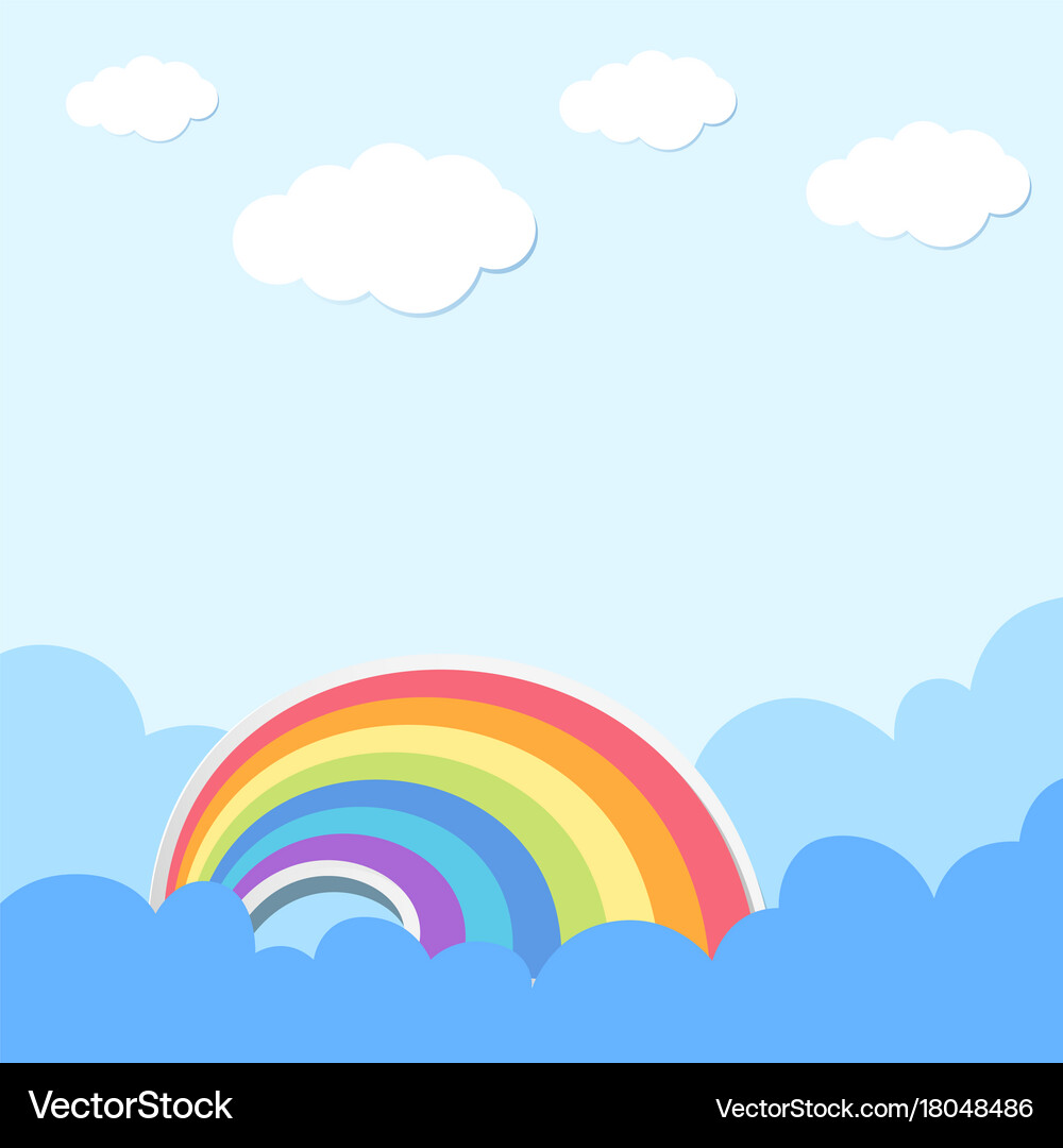 Background scene with rainbow and clouds Vector Image