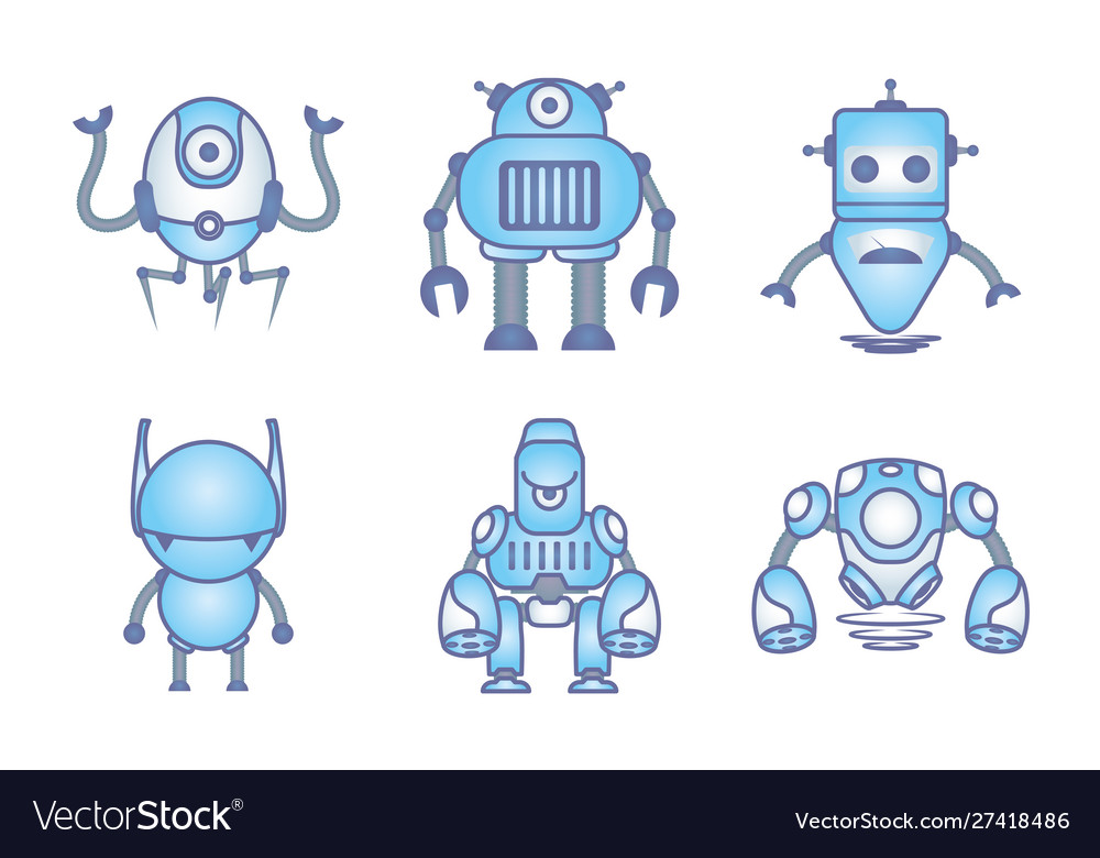 Bundle robots cyborg set icons