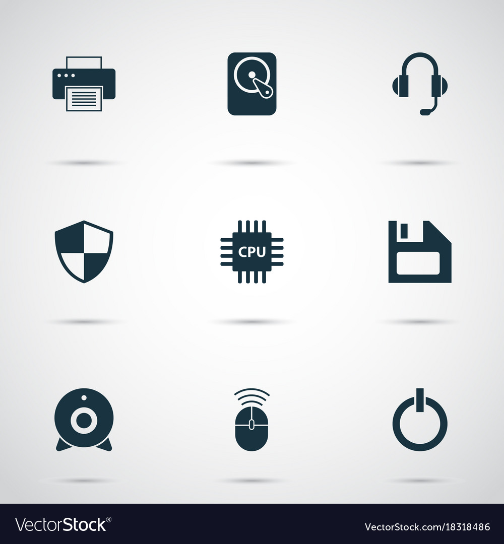 Computer icons set collection of power
