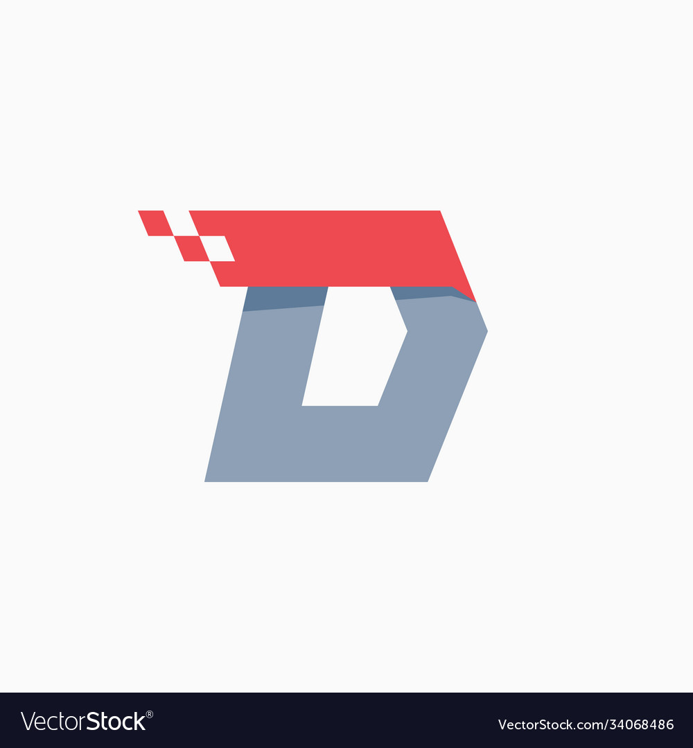 D letter logo with taxi checkered pattern line